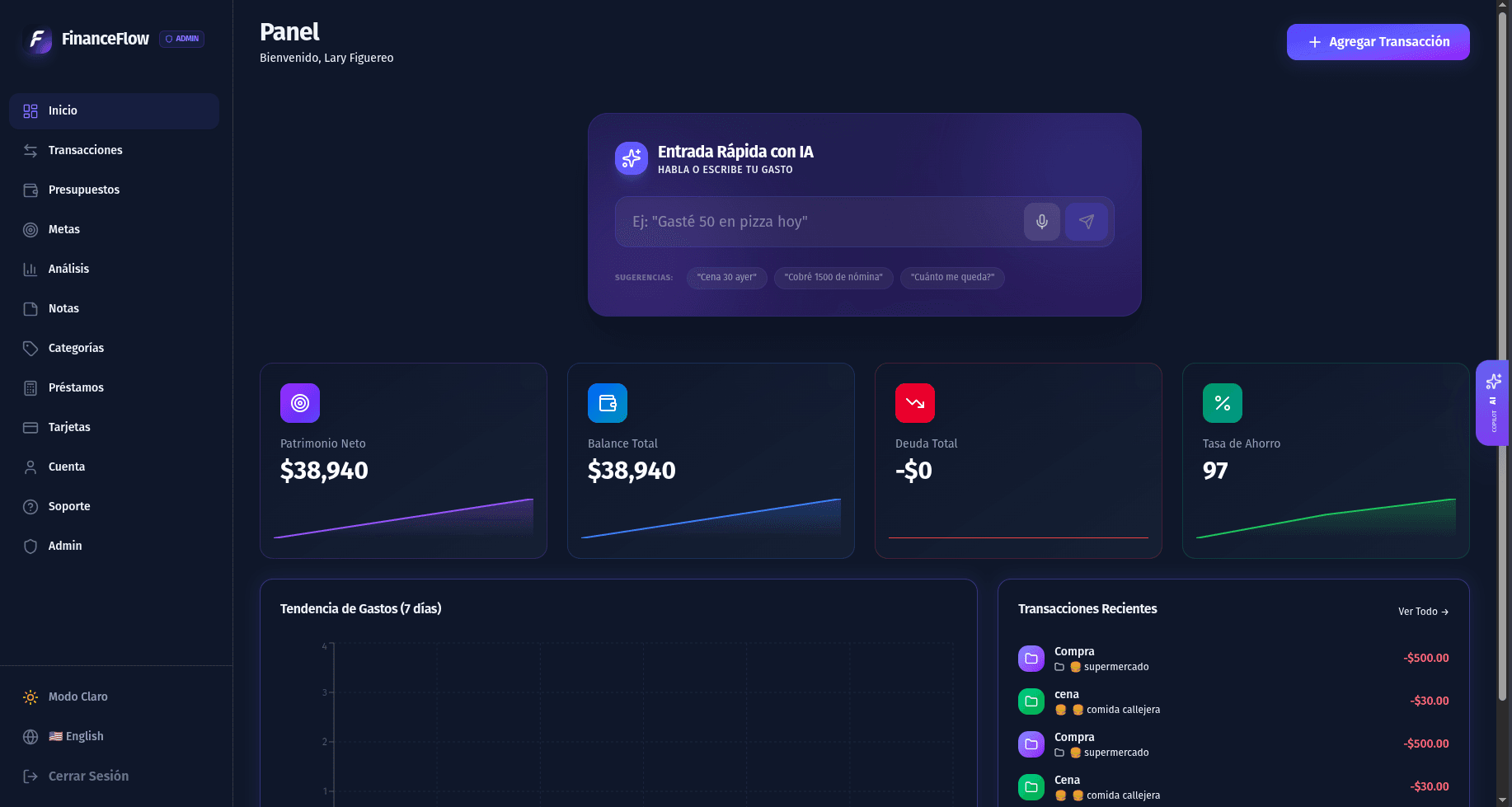 Vista previa de FinanceFlow