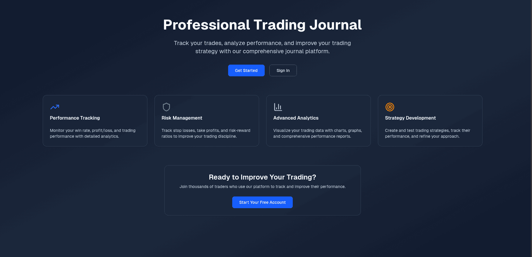 Vista previa de Trading Journal